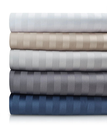 Serene Stripes 300-Thread Count Cotton Bedsheet (Neutral Blue)