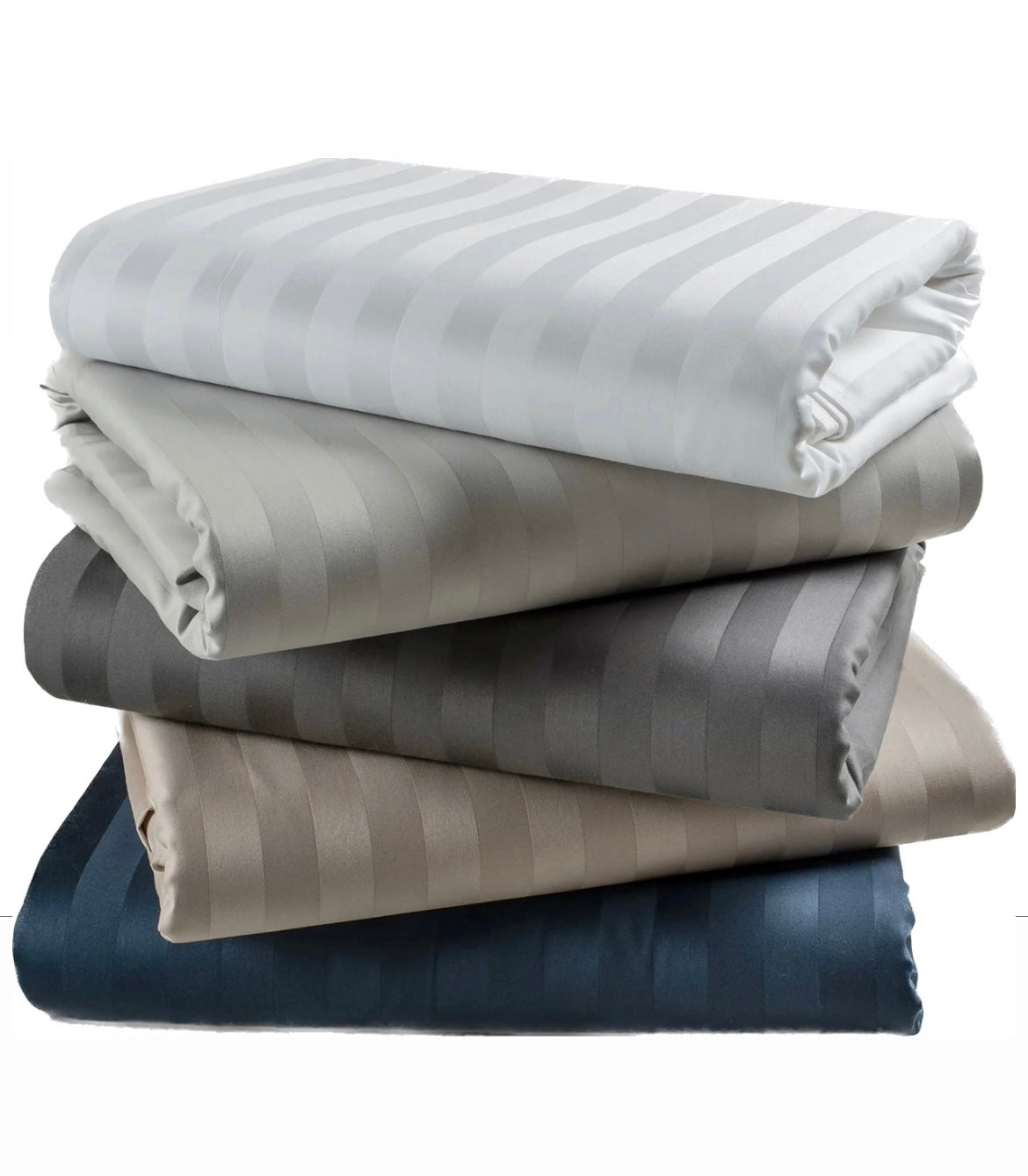 Serene Stripes 300-Thread Count Cotton Bedsheet (Neutral Blue)