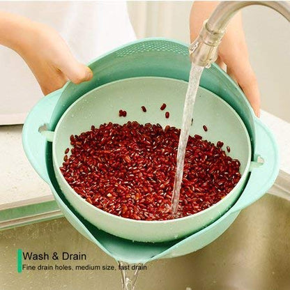 Vegetables Fruit Rice Sieve Washing Bowl (Pink) (Fall-Proof)