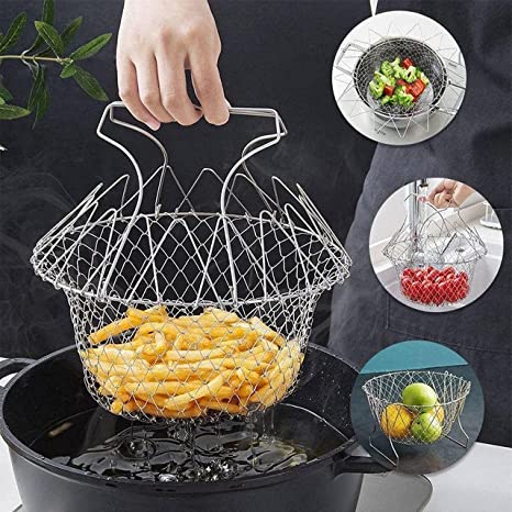 Cooking Basket Stainless Steel Foldable Net