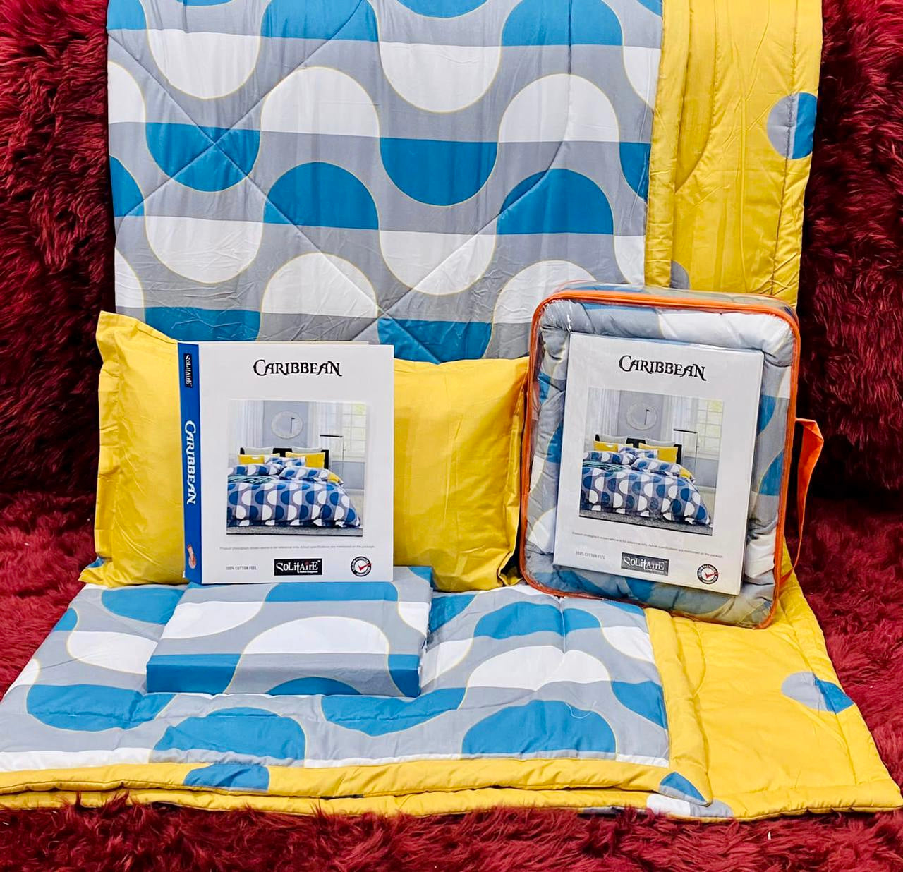 CARRIBEAN AC Set (Comforter + Sheet + Pillow covers)