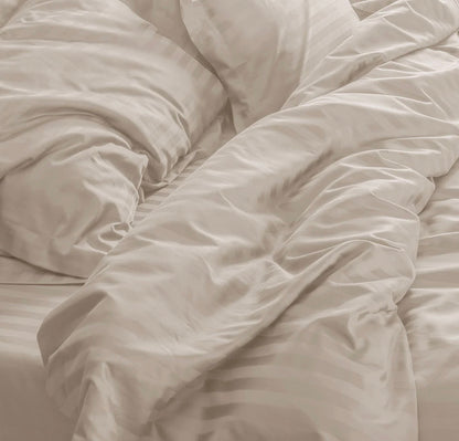 Serene Stripes 300-TC Cotton Bedsheet (Beige)