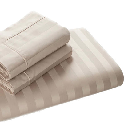 Stripes 250-TC Cotton Bedsheet (Beige)