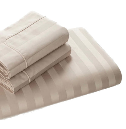 Serene Stripes 300-TC Cotton Bedsheet (Beige)