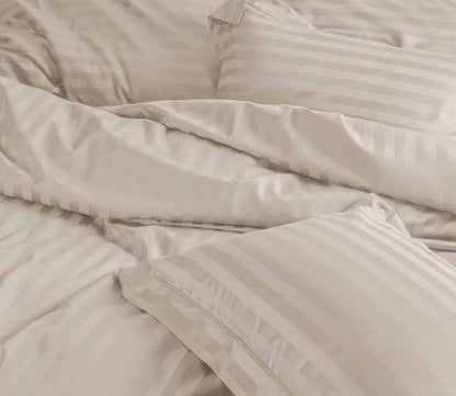 Serene Stripes 300-TC Cotton Bedsheet (Beige)