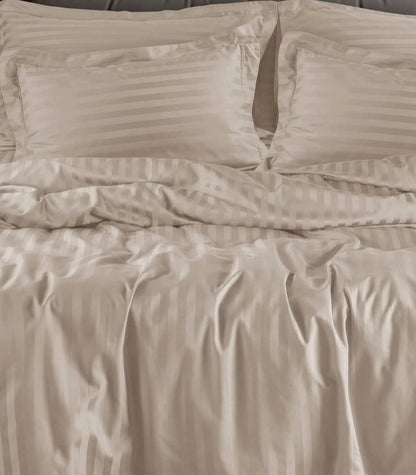 Serene Stripes 300-TC Cotton Bedsheet (Beige)