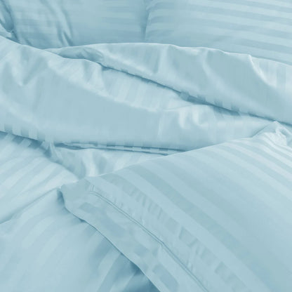Serene Stripes 300-Thread Count Cotton Bedsheet (Neutral Blue)