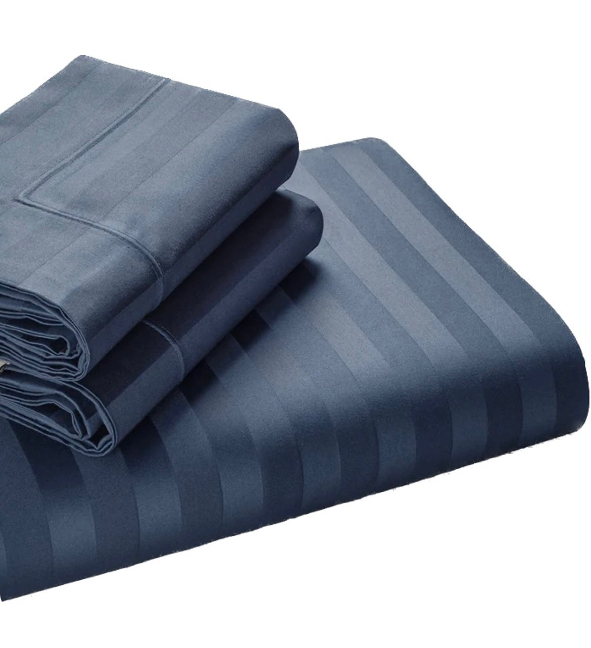 Serene Stripes 300-Thread Count Cotton Bedsheet (Oxford Blue)