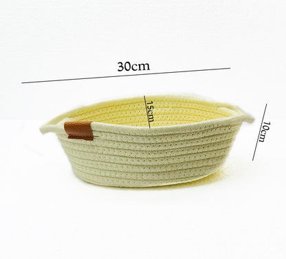 Small Basket - Woven Storage Basket (Yellow)