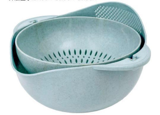 Vegetables Fruit Rice Sieve Washing Bowl (Light Blue) (Fall-Proof)