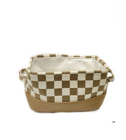 FOLDABLE STORAGE BASKET (Brown Checkers) (1 Pc.)