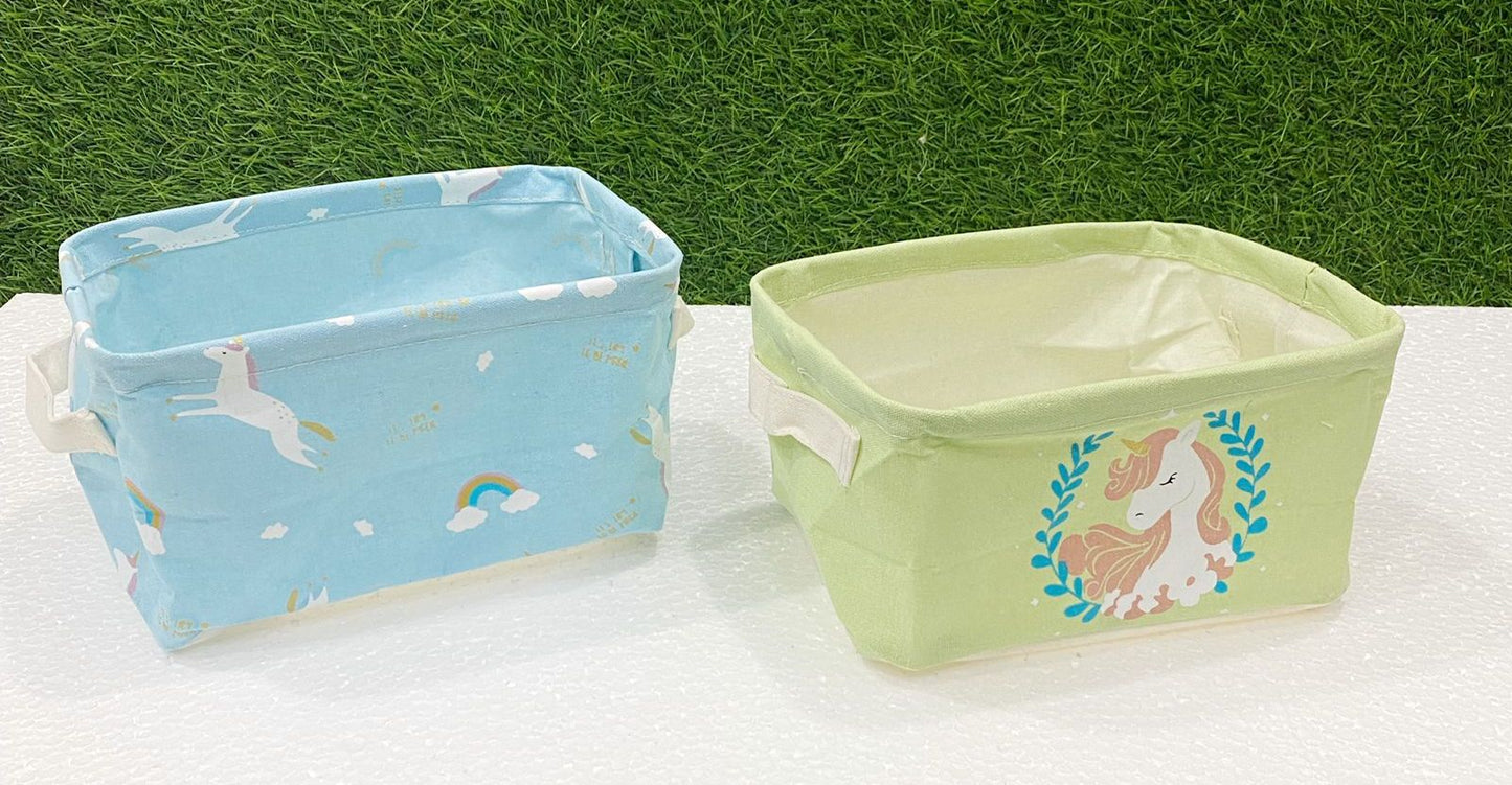 FOLDABLE STORAGE BASKET (Green Unicorn) (1 Pc.)