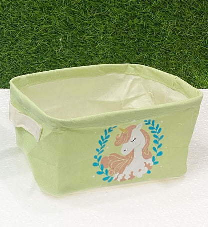 FOLDABLE STORAGE BASKET (Green Unicorn) (1 Pc.)