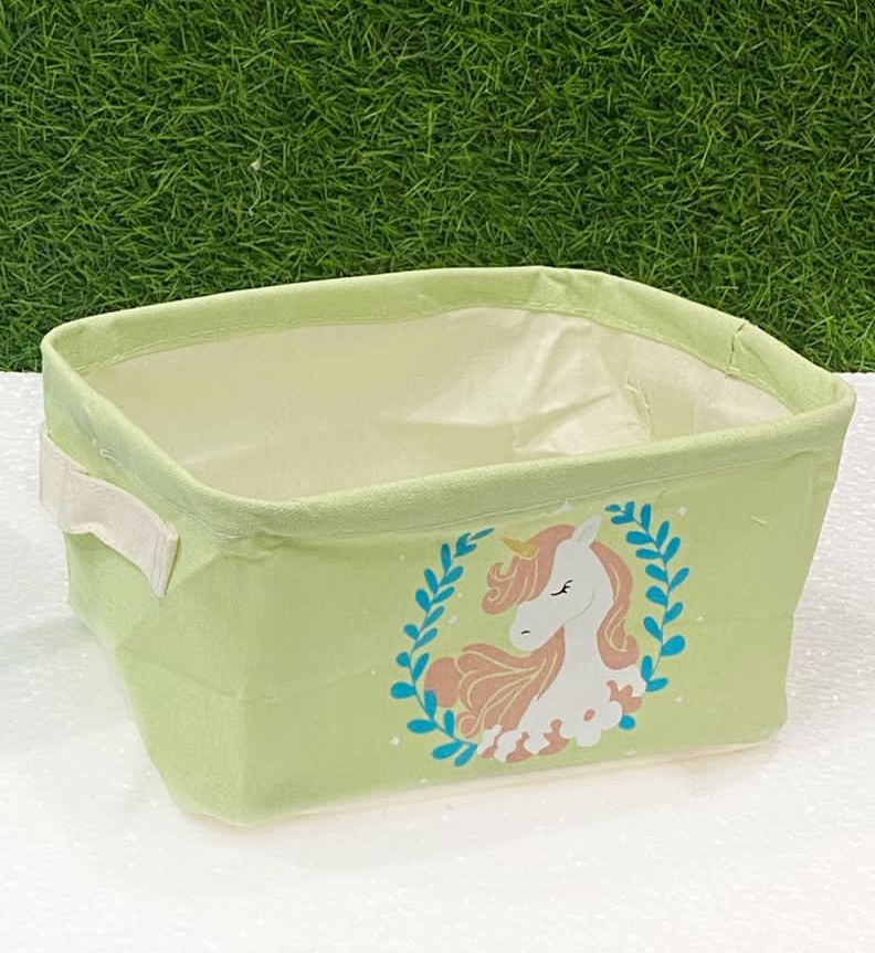 FOLDABLE STORAGE BASKET (Green Unicorn) (1 Pc.)